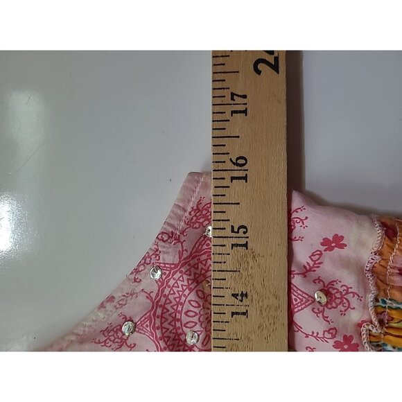 VTG Babydoll Dress Mini Rue21 Floral Medallion Jr M Y2K Coquette Romantic Sequin - Picture 16 of 16